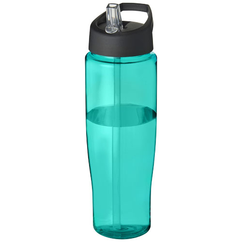 Bouteille sport publicitaire avec paille 700ml H2O Active® Bleu aqua et Noir